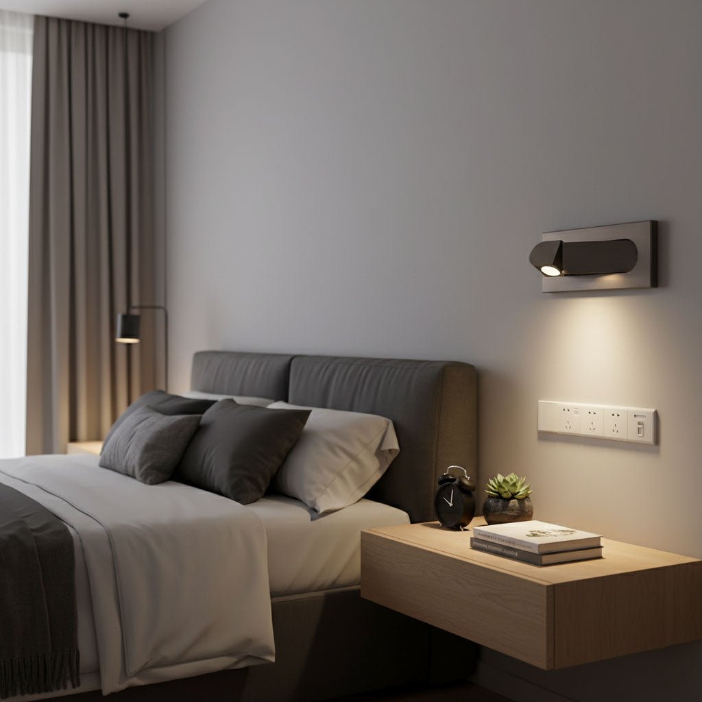 Lampada da lettura LED moderna da comodino — Interruttore a pressione nascosto