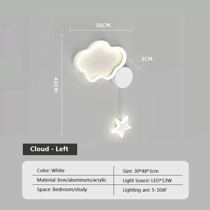 Lampe murale Étoile Lune Nuage Havre de Nébuleuse pour Décoration de Chambre