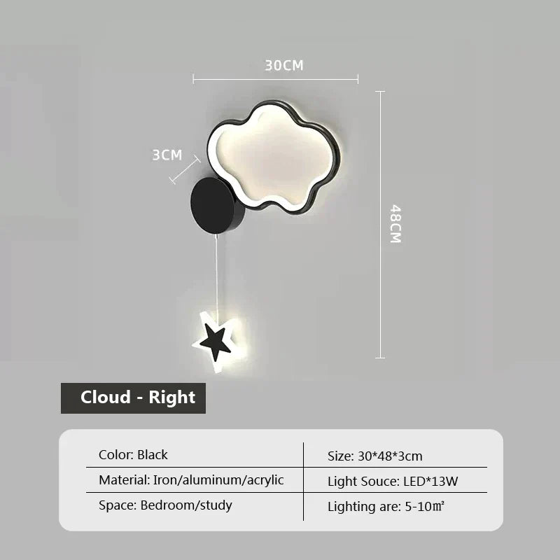 Lampe murale Étoile Lune Nuage Havre de Nébuleuse pour Décoration de Chambre
