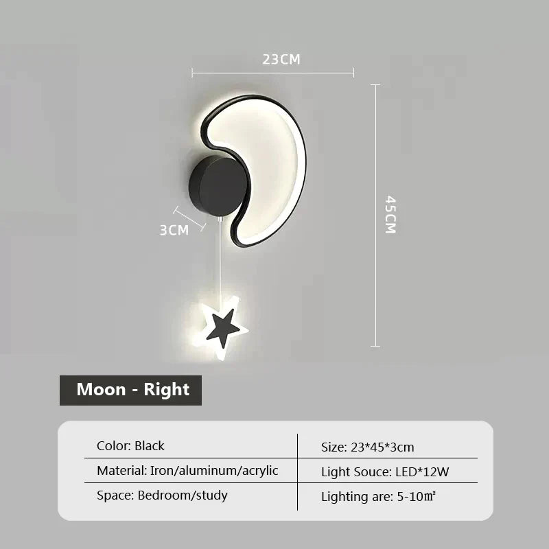 Lampe murale Étoile Lune Nuage Havre de Nébuleuse pour Décoration de Chambre