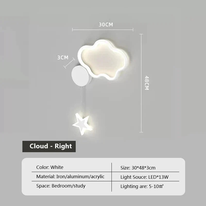 Lampe murale Étoile Lune Nuage Havre de Nébuleuse pour Décoration de Chambre