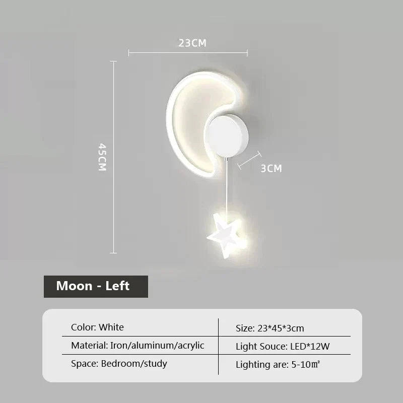 Lampe murale Étoile Lune Nuage Havre de Nébuleuse pour Décoration de Chambre