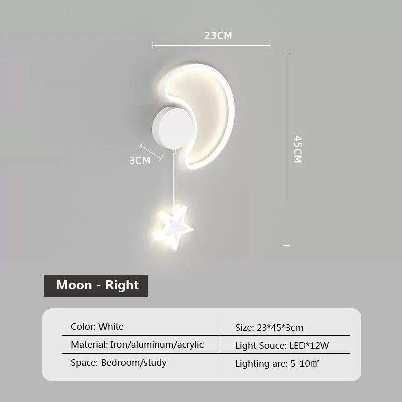 Lampe murale Étoile Lune Nuage Havre de Nébuleuse pour Décoration de Chambre
