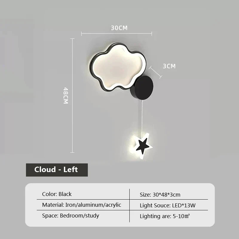 Lampe murale Étoile Lune Nuage Havre de Nébuleuse pour Décoration de Chambre