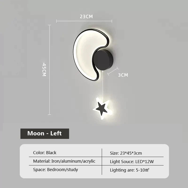 Lampe murale Étoile Lune Nuage Havre de Nébuleuse pour Décoration de Chambre