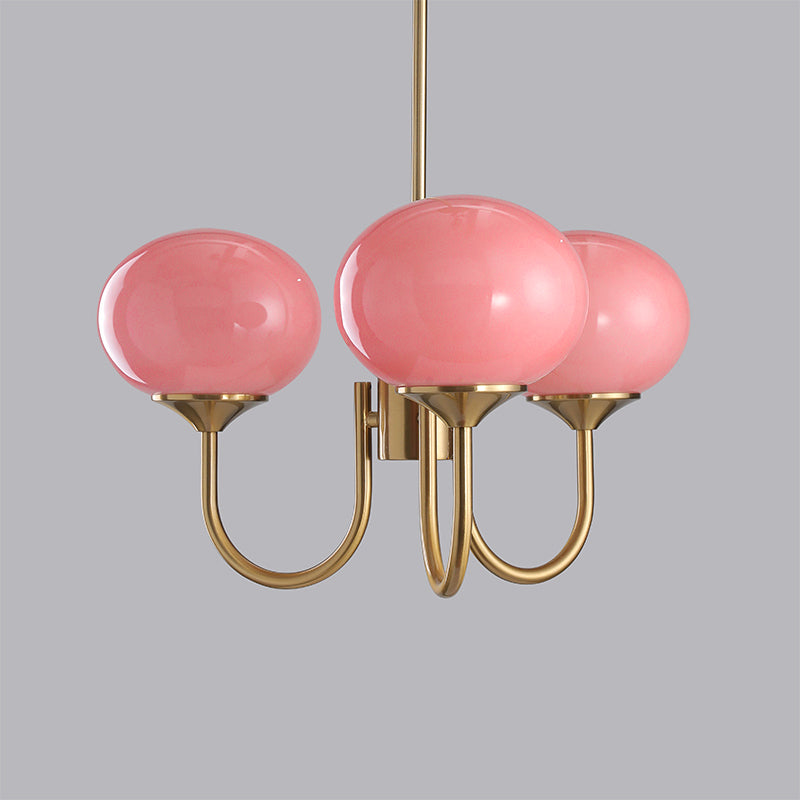 Aurielle 3 Or 5 Light Ceiling Fixture Gold With Pink Shades