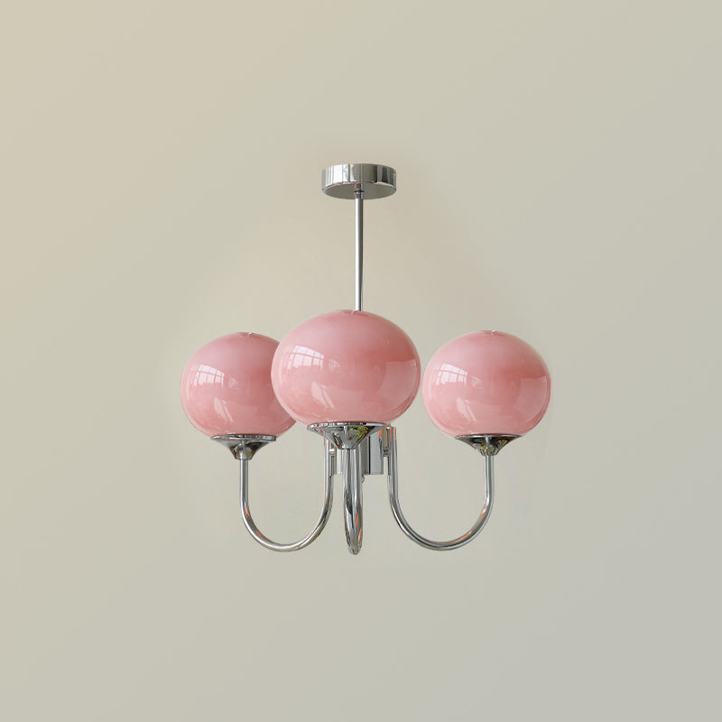 Aurielle 3 Or 5 Light Ceiling Fixture Gold With Pink Shades