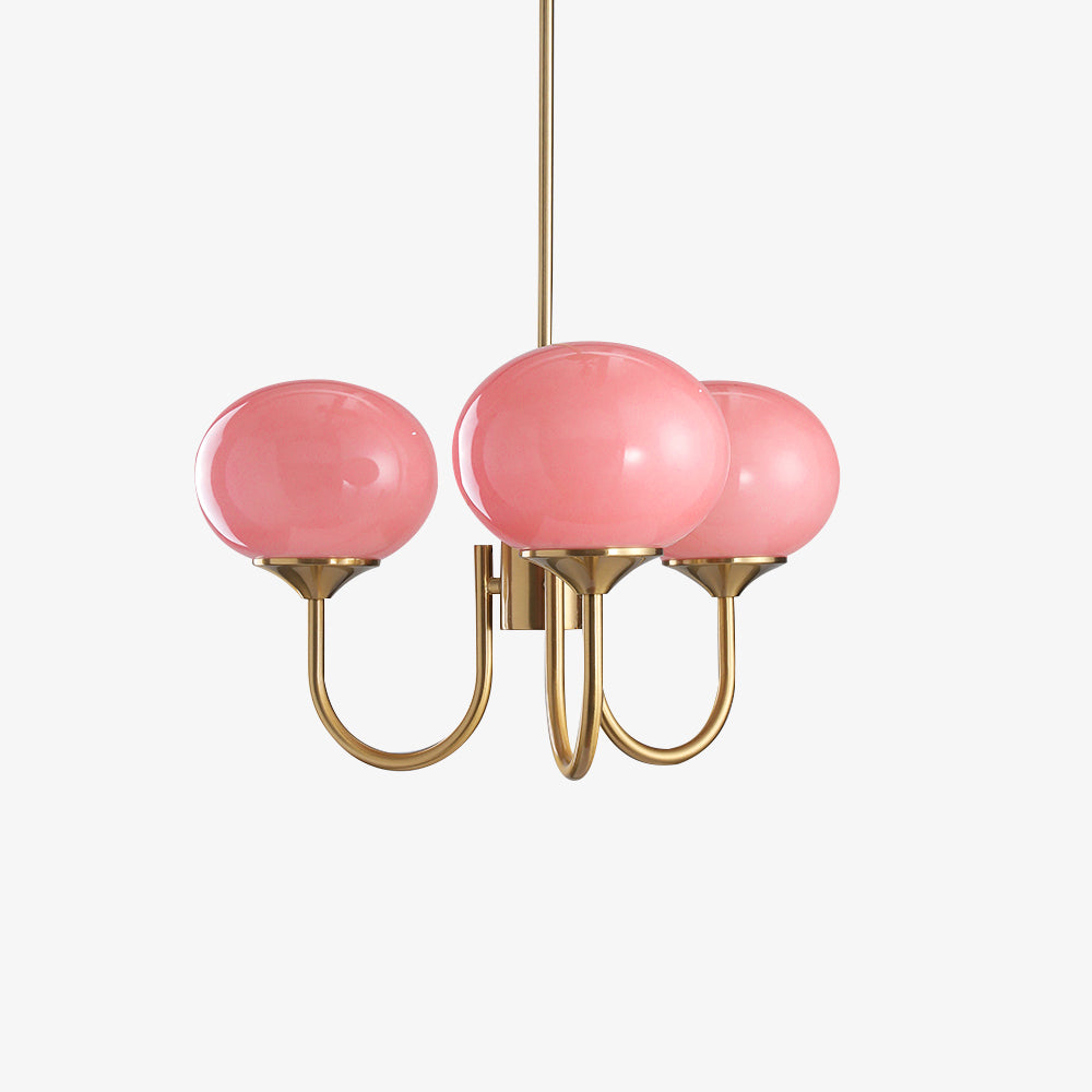 Aurielle 3 Or 5 Light Ceiling Fixture Gold With Pink Shades