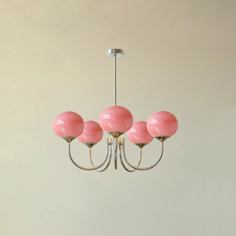 Aurielle 3 Or 5 Light Ceiling Fixture Gold With Pink Shades