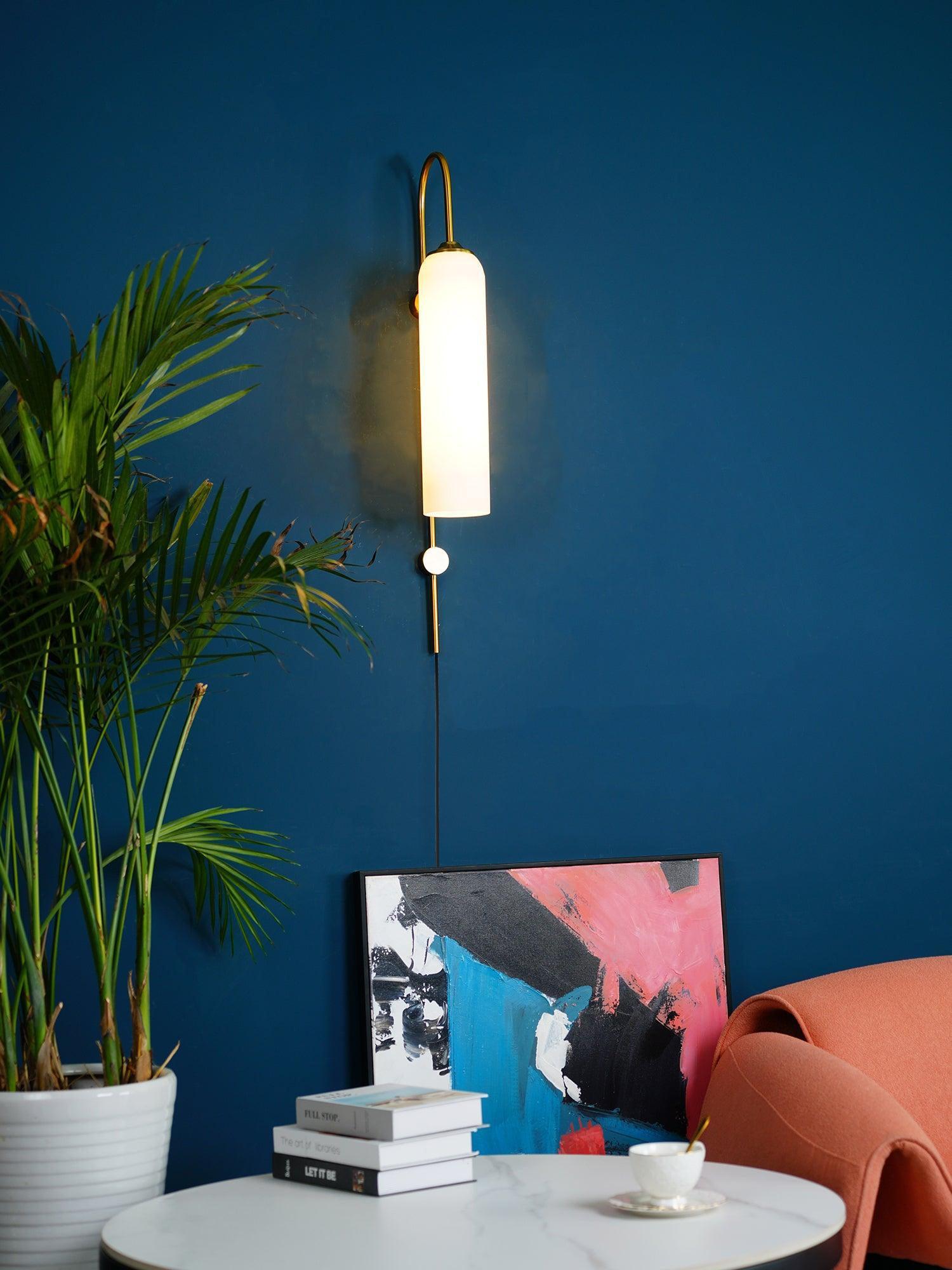 Stecker-Wandleuchte aus Glas, moderne zylindrische Form