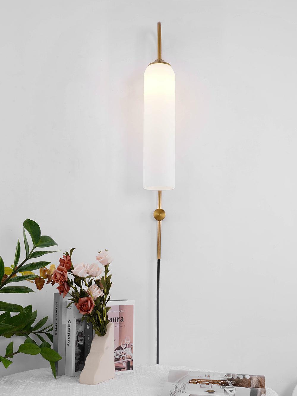 Stecker-Wandleuchte aus Glas, moderne zylindrische Form