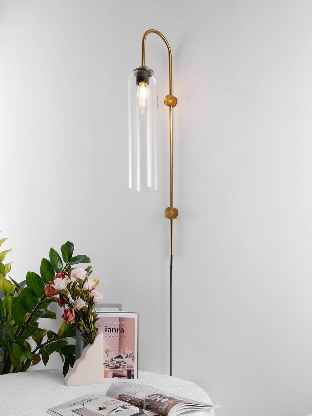 Stecker-Wandleuchte aus Glas, moderne zylindrische Form