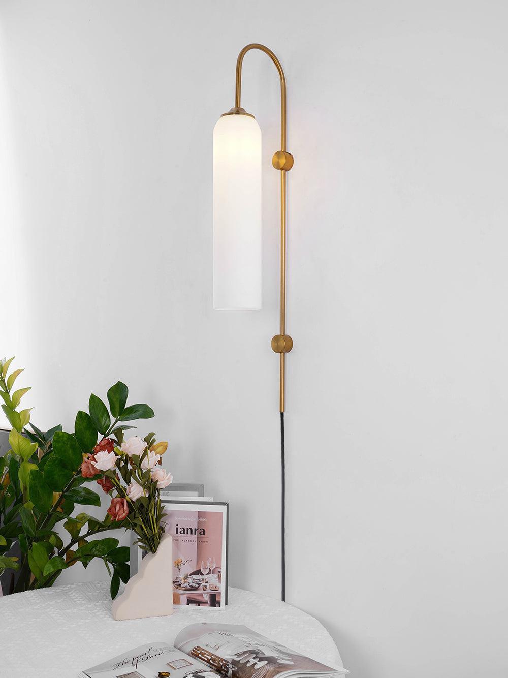 Stecker-Wandleuchte aus Glas, moderne zylindrische Form