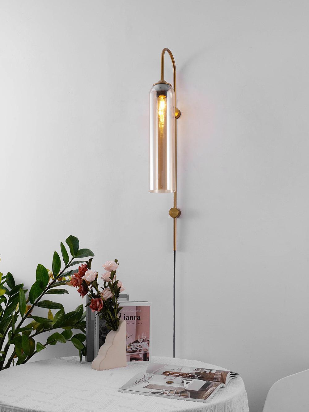 Stecker-Wandleuchte aus Glas, moderne zylindrische Form