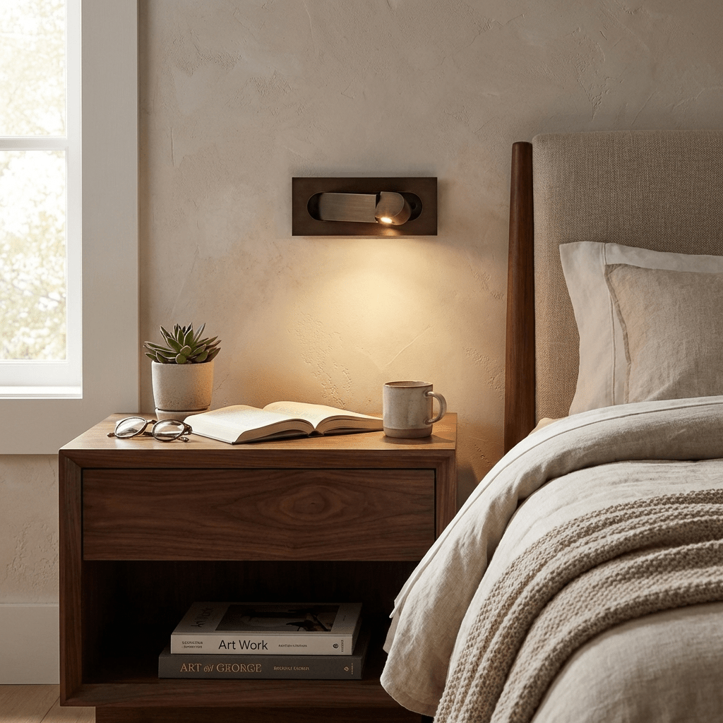 Lampada da lettura LED moderna da comodino — Interruttore a pressione nascosto