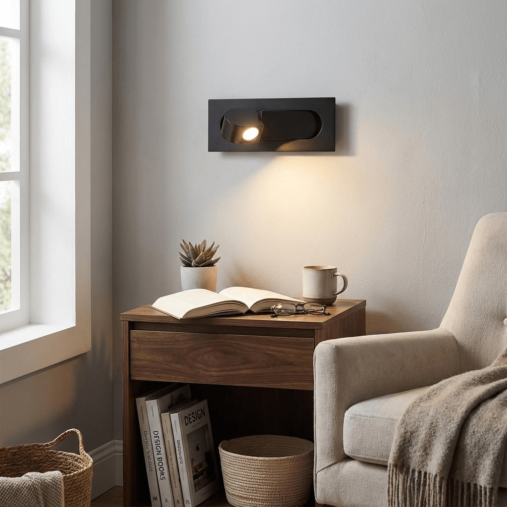 Lampada da lettura LED moderna da comodino — Interruttore a pressione nascosto