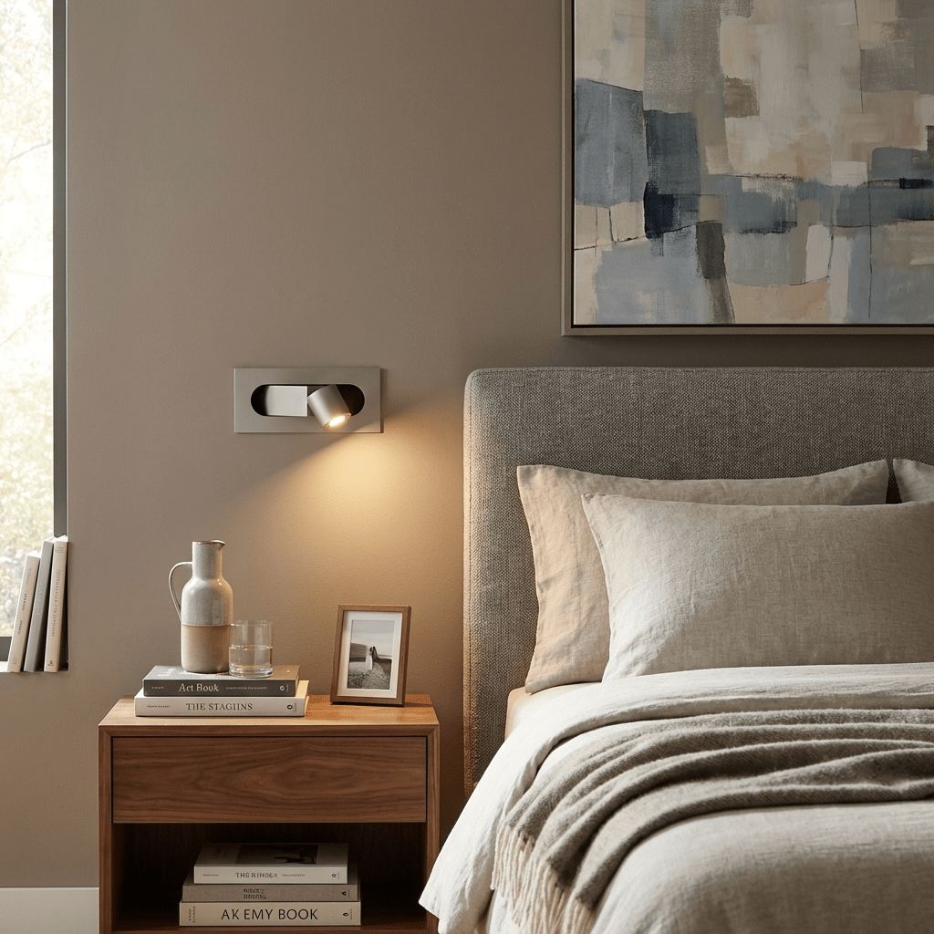 Lampada da lettura LED moderna da comodino — Interruttore a pressione nascosto