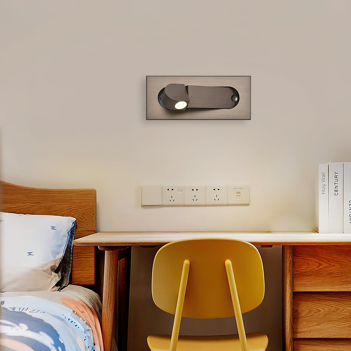 Lampada da lettura LED moderna da comodino — Interruttore a pressione nascosto
