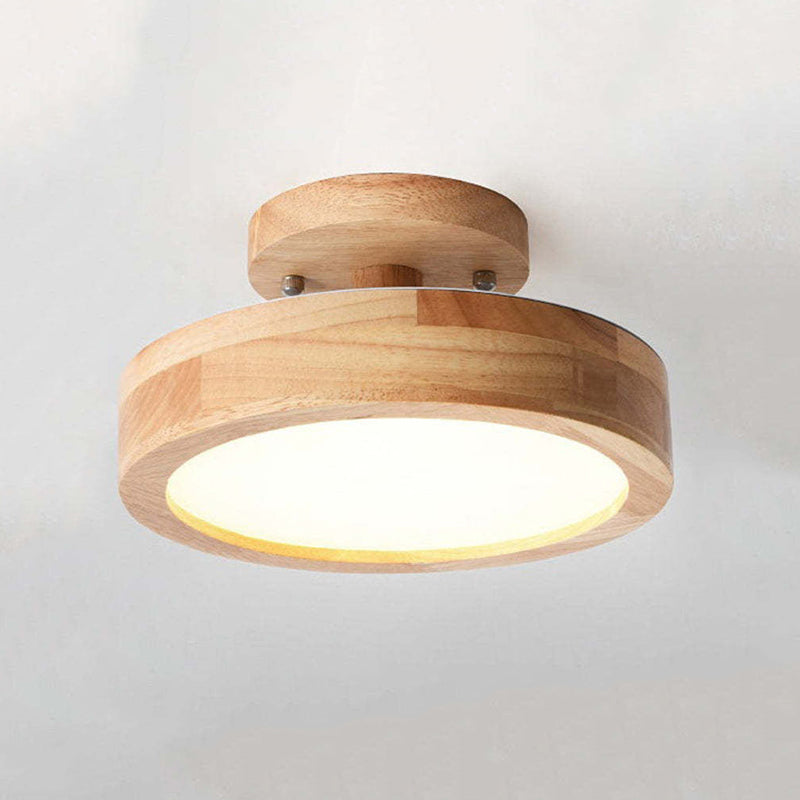 Elaren Trä LED Taklampa Med Dimbart Beige Skärm