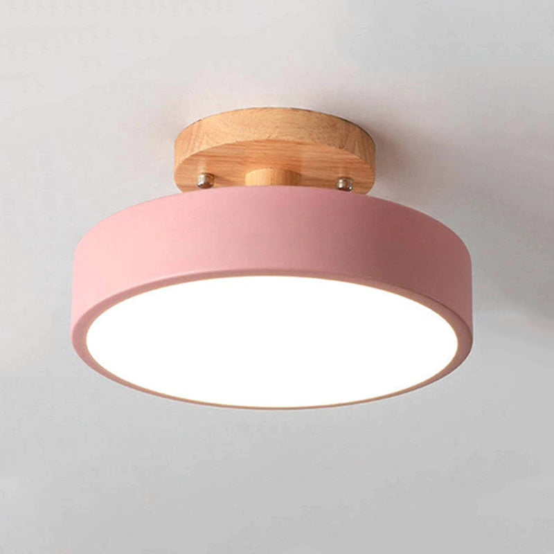 Elaren Trä LED Taklampa Med Dimbart Beige Skärm