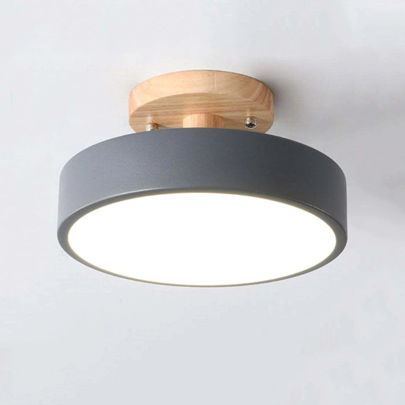 Elaren Trä LED Taklampa Med Dimbart Beige Skärm