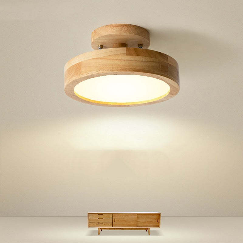 Elaren Trä LED Taklampa Med Dimbart Beige Skärm