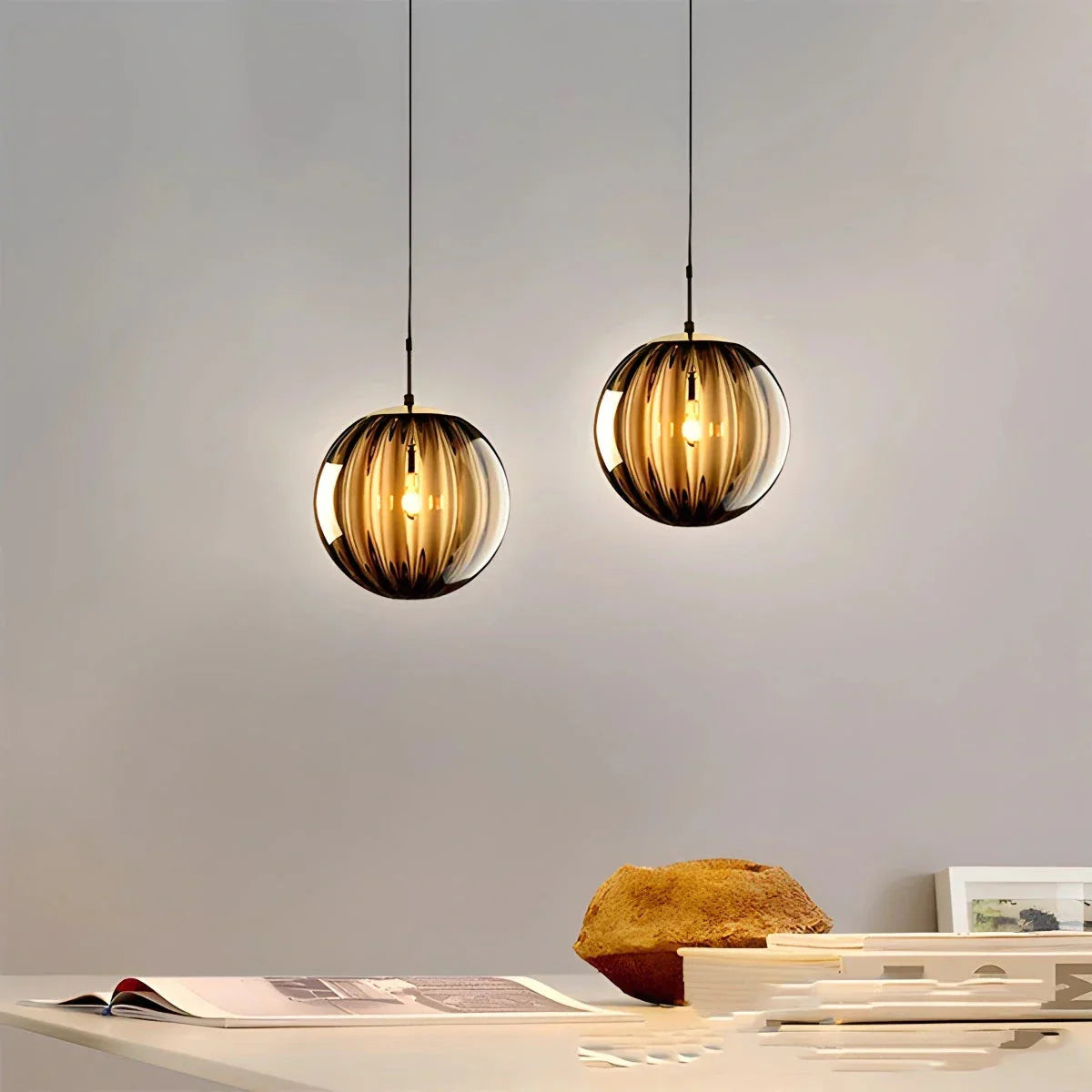 Moderne nordisk vannmønster glasskule hengelampe - Orntli