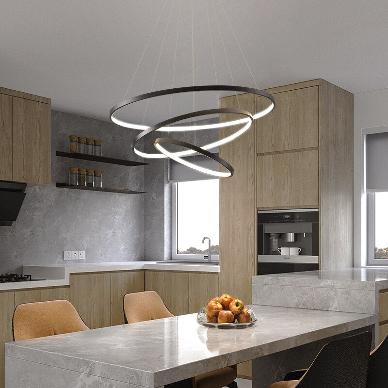 Lampadario moderno a LED a forma di anello