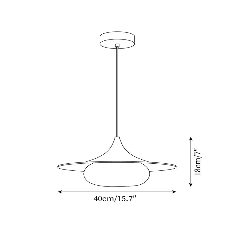 Ovelis hanglamp met houten baldakijn — Diameter van 40 cm, geïntegreerde led van 12W, warmwit 3000K