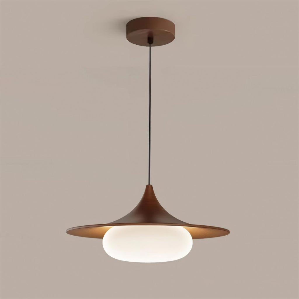 Ovelis hanglamp met houten baldakijn — Diameter van 40 cm, geïntegreerde led van 12W, warmwit 3000K