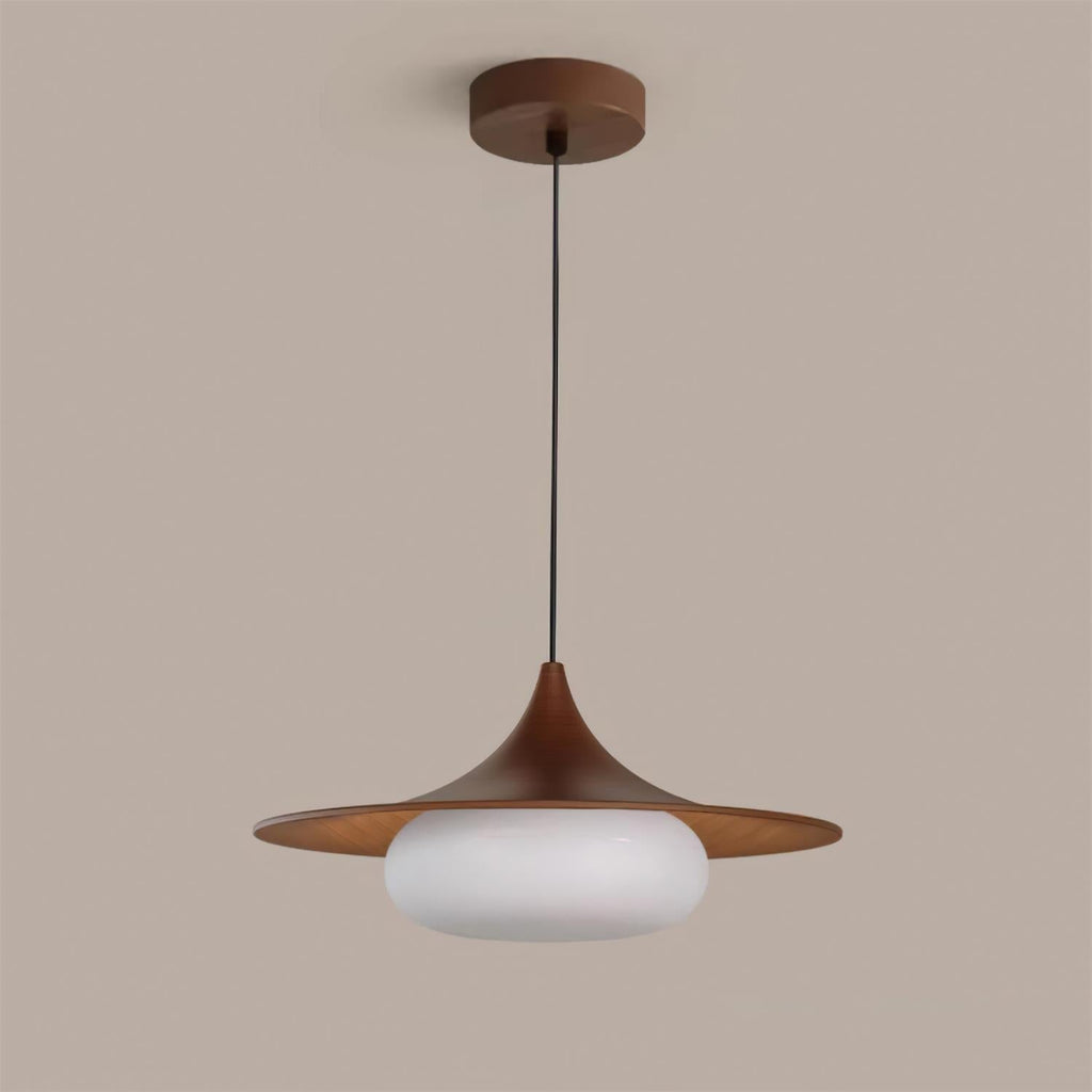 Ovelis hanglamp met houten baldakijn — Diameter van 40 cm, geïntegreerde led van 12W, warmwit 3000K
