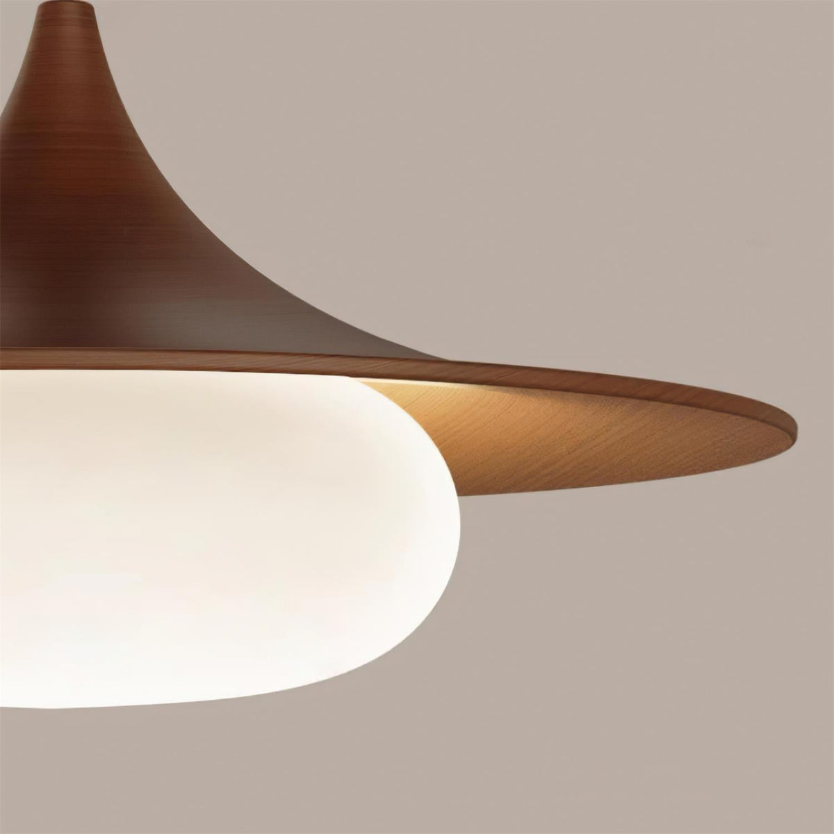 Ovelis hanglamp met houten baldakijn — Diameter van 40 cm, geïntegreerde led van 12W, warmwit 3000K