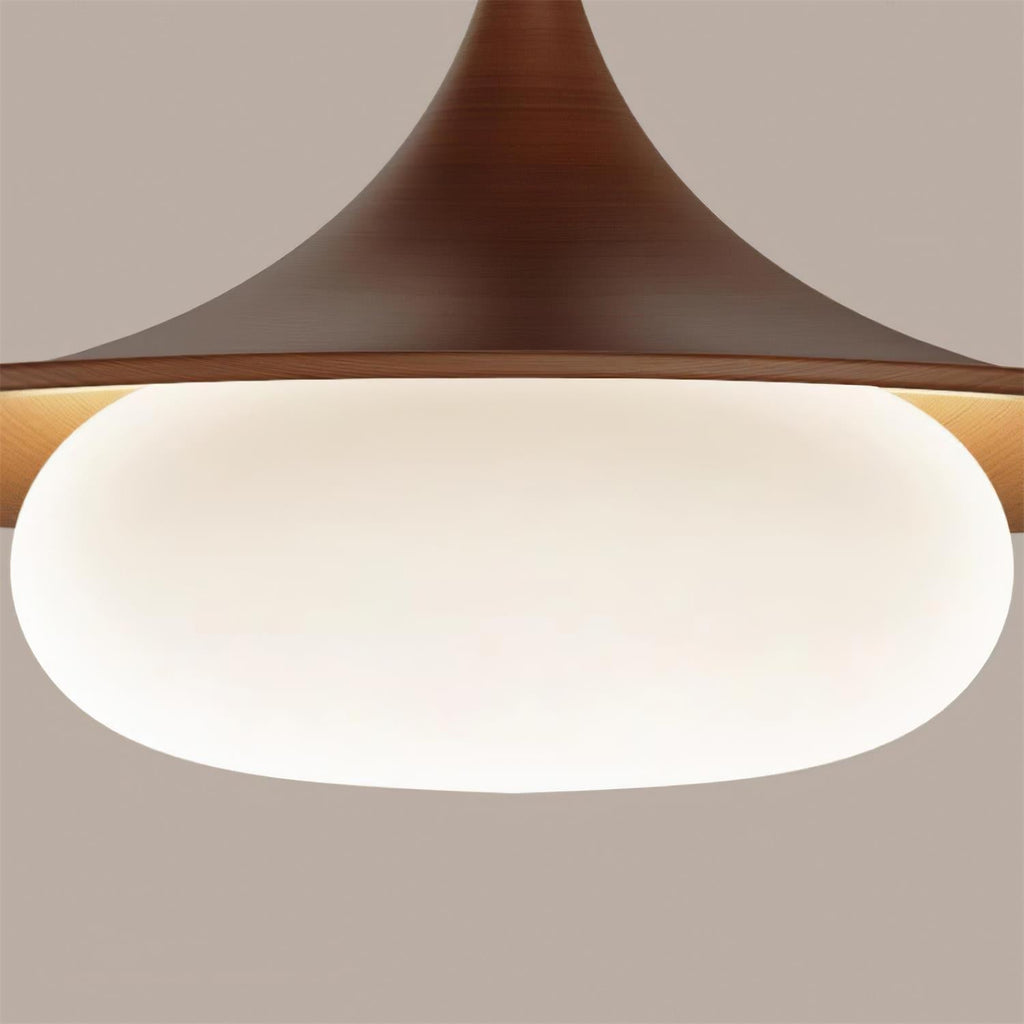 Ovelis hanglamp met houten baldakijn — Diameter van 40 cm, geïntegreerde led van 12W, warmwit 3000K