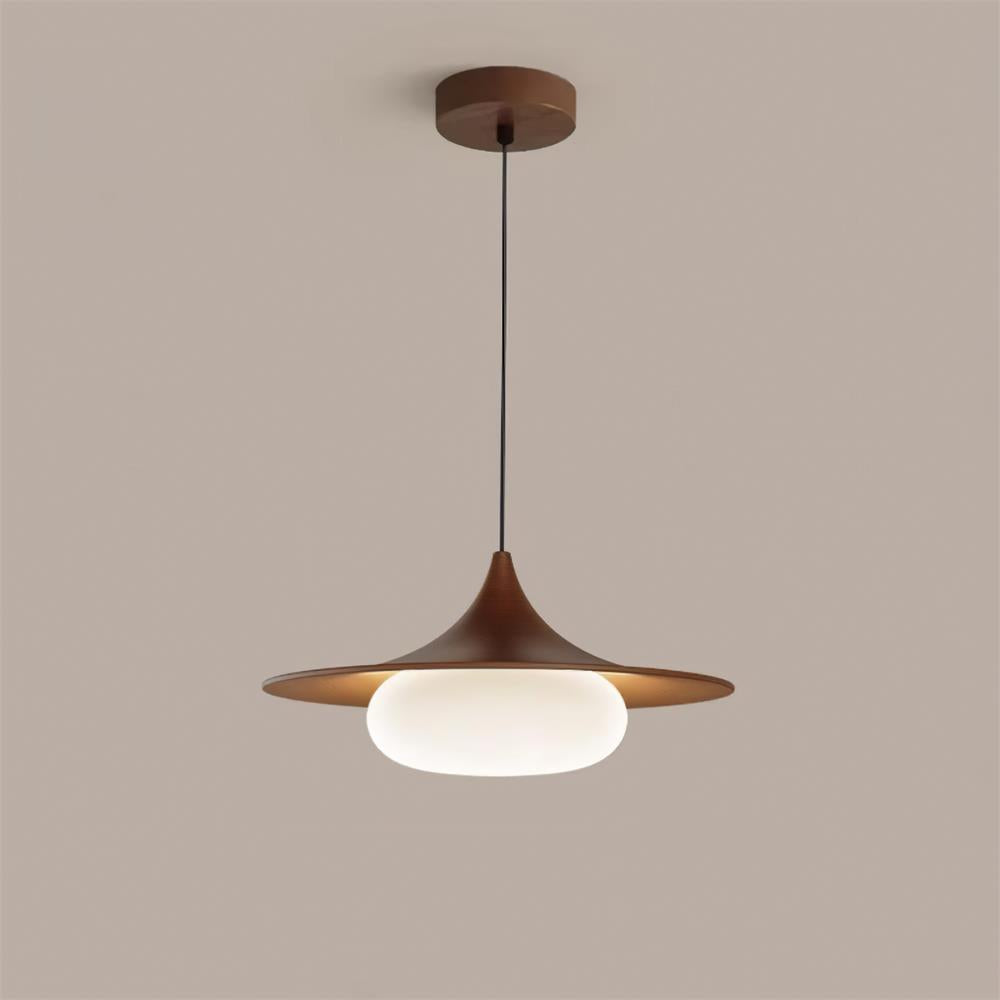 Ovelis hanglamp met houten baldakijn — Diameter van 40 cm, geïntegreerde led van 12W, warmwit 3000K