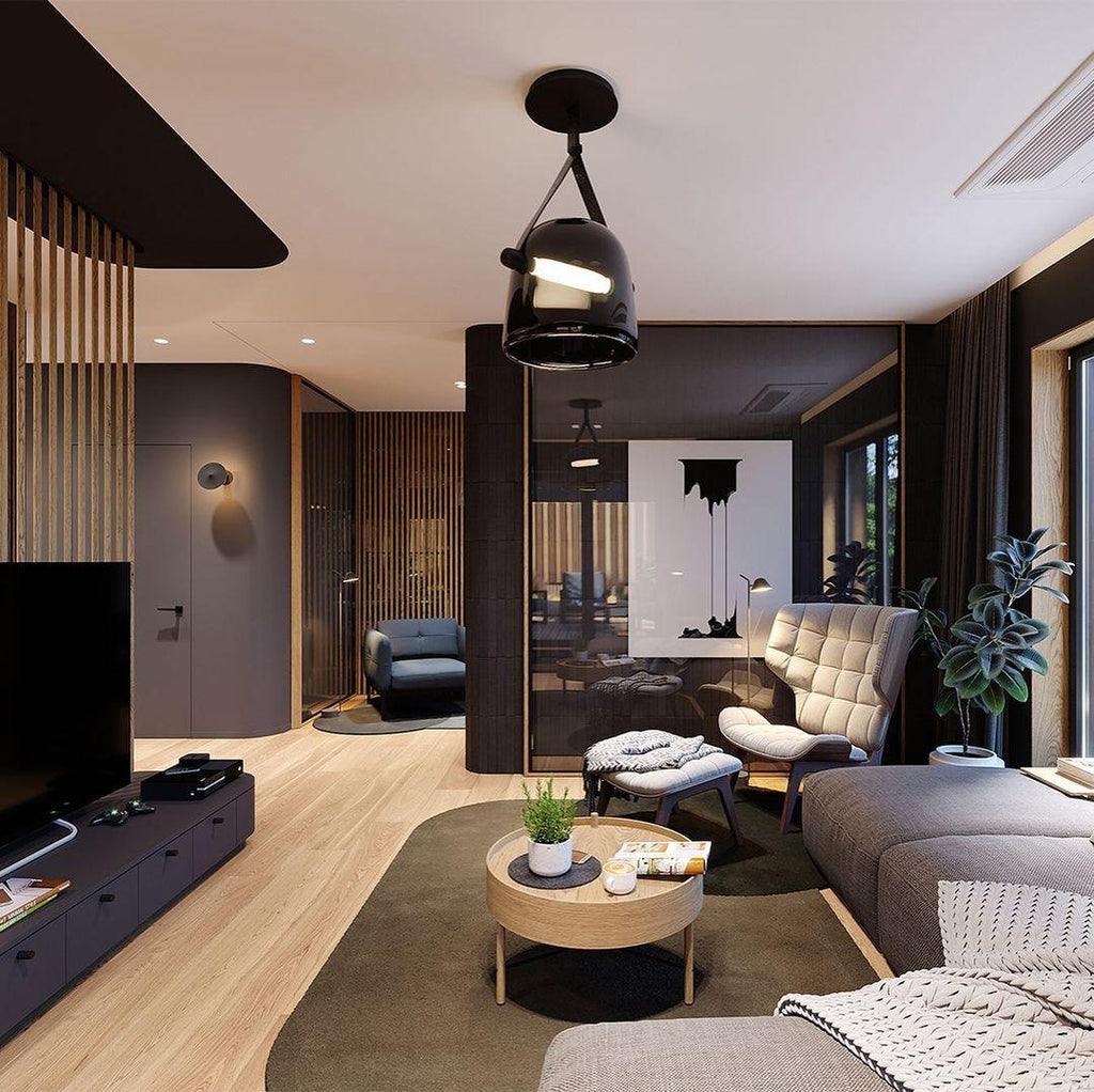 Arlen minimalistisk metall- og glasspendel med LED