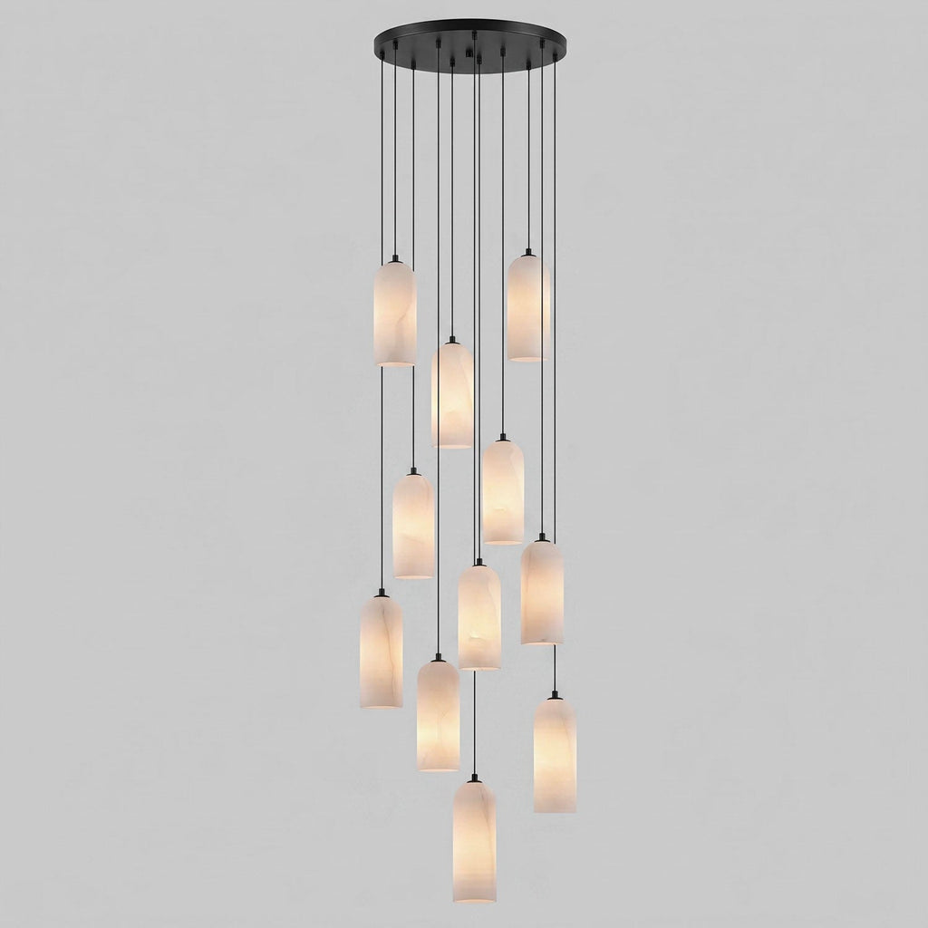 Monty Pendelleuchte aus Alabaster mit geflochtenem Kabel