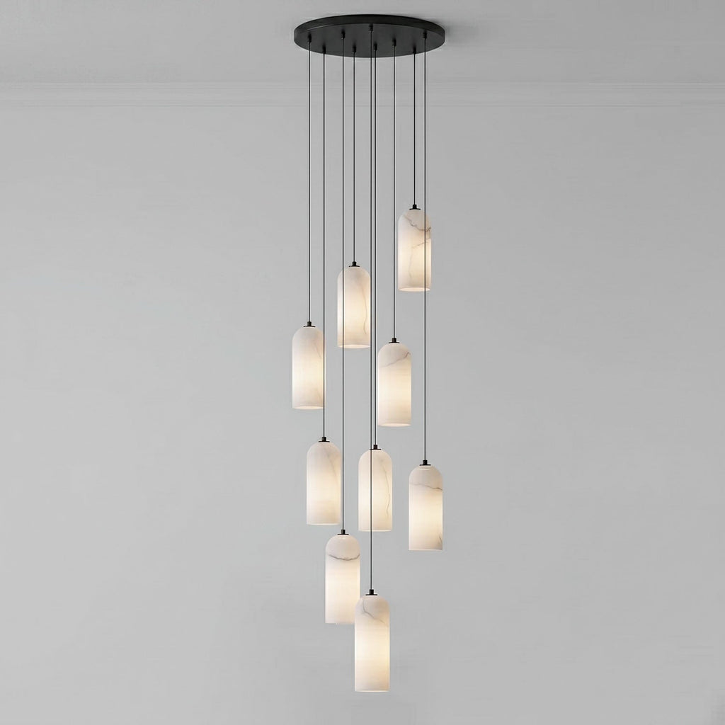 Monty Pendelleuchte aus Alabaster mit geflochtenem Kabel