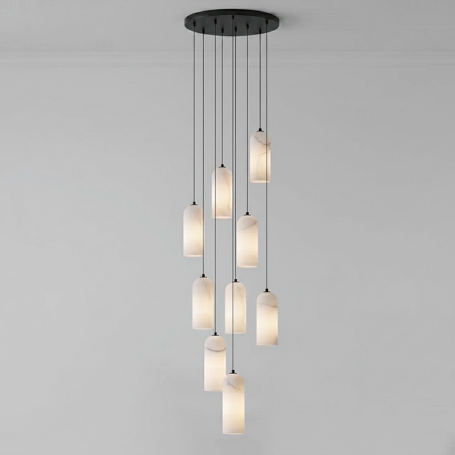 Monty Pendelleuchte aus Alabaster mit geflochtenem Kabel