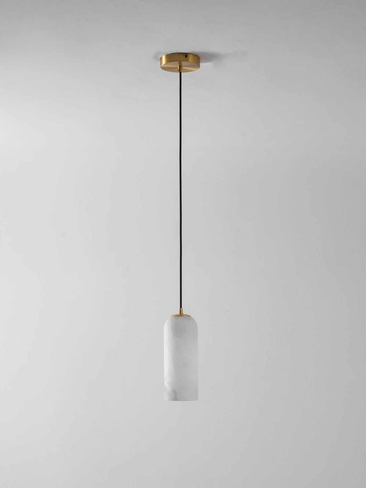 Monty Pendelleuchte aus Alabaster mit geflochtenem Kabel