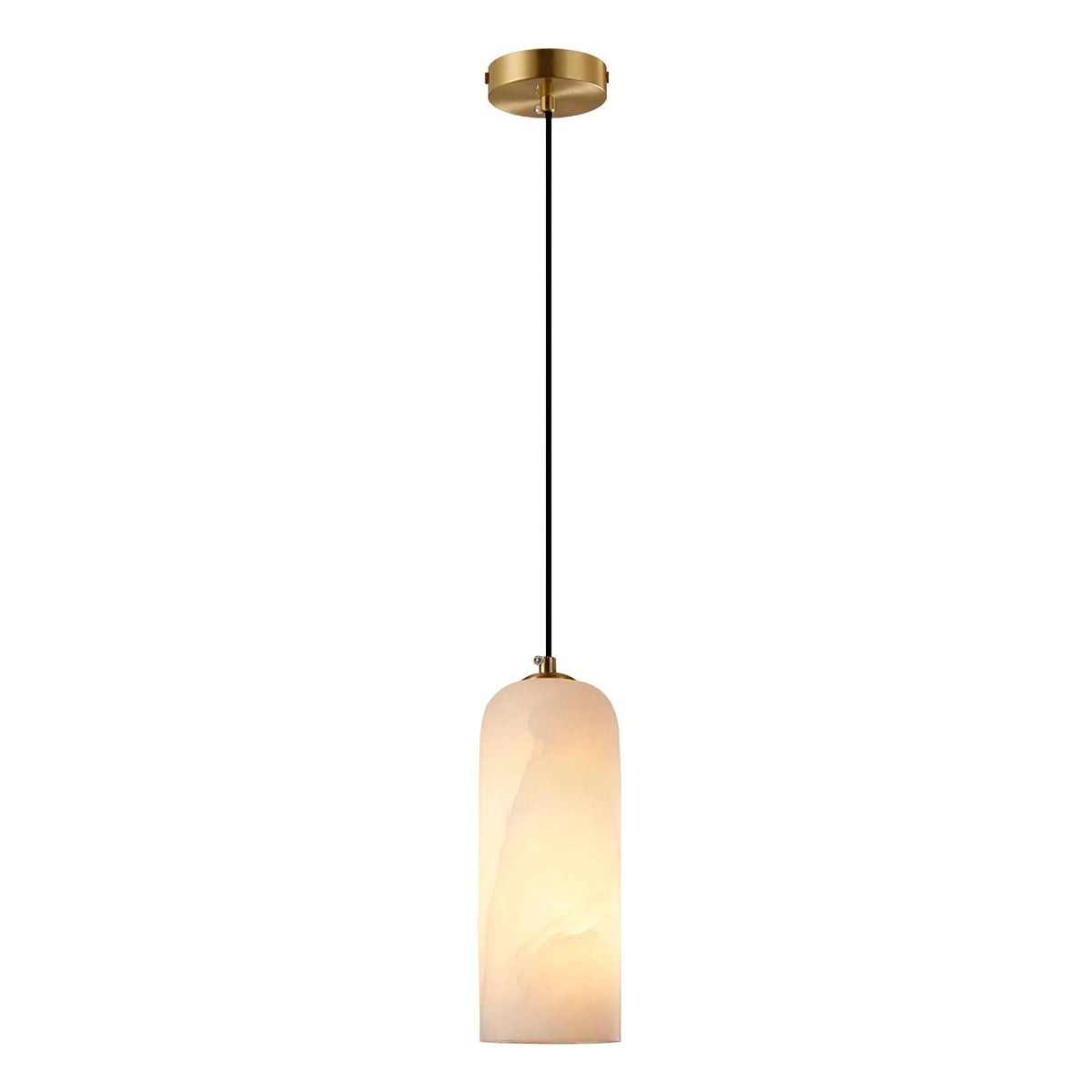 Monty Pendelleuchte aus Alabaster mit geflochtenem Kabel