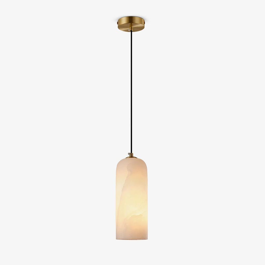 Monty Pendelleuchte aus Alabaster mit geflochtenem Kabel