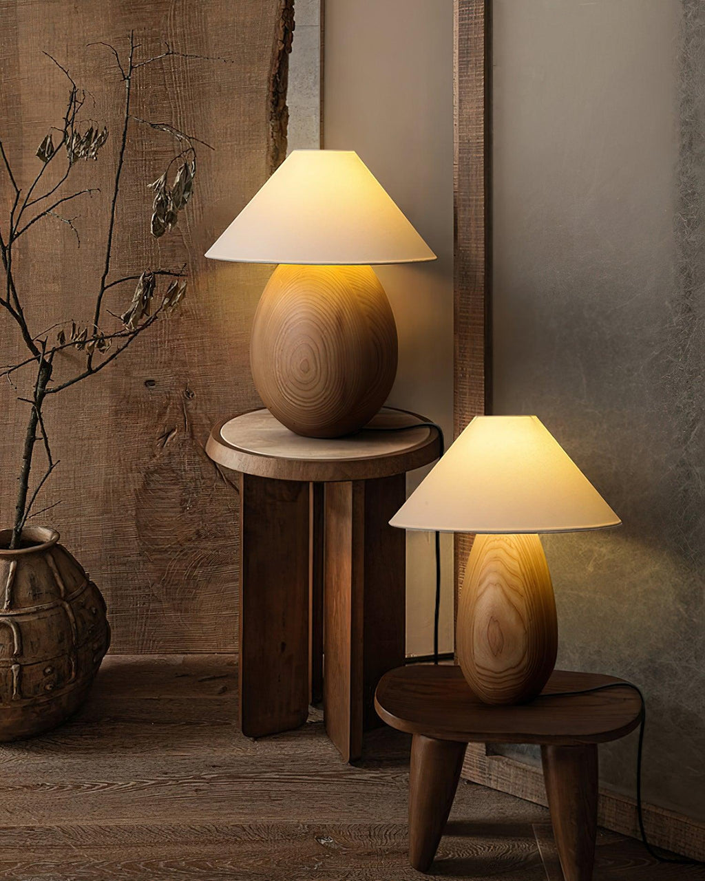 Träbordslampa, Luna — dimbar, kompakt design