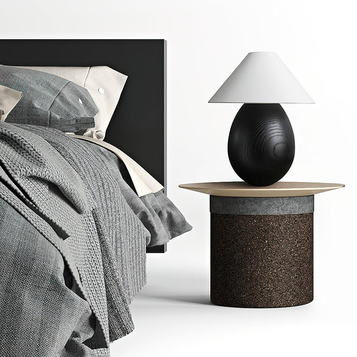 Träbordslampa, Luna — dimbar, kompakt design