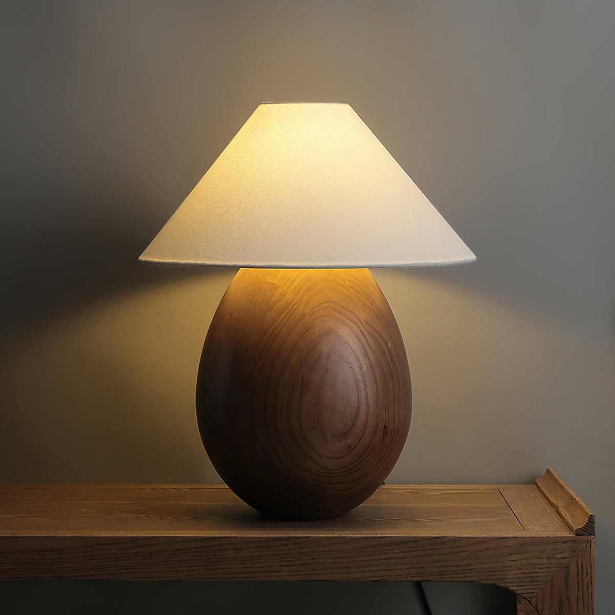 Träbordslampa, Luna — dimbar, kompakt design