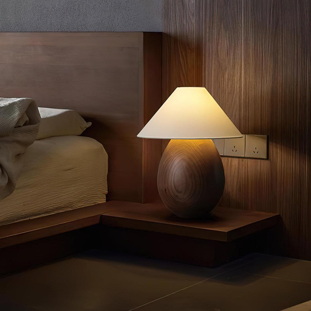 Träbordslampa, Luna — dimbar, kompakt design
