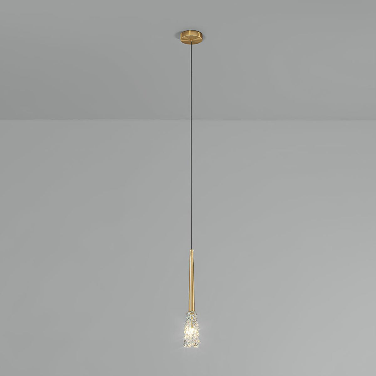 Moderní křišťálové závěsné svítidlo Mozsi — zlatý kovový rám, patice G4