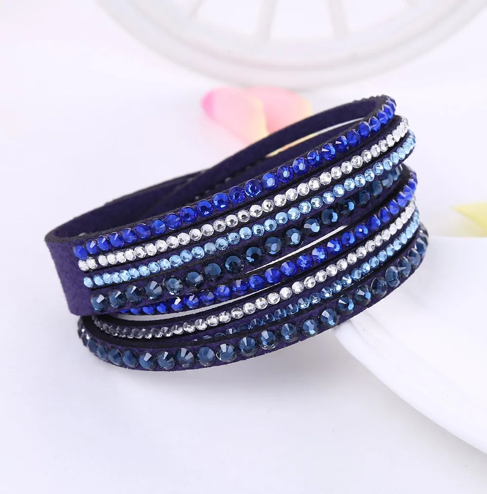 Pulseira Envolvente de Cristais Cintilantes em Camadas de Strass