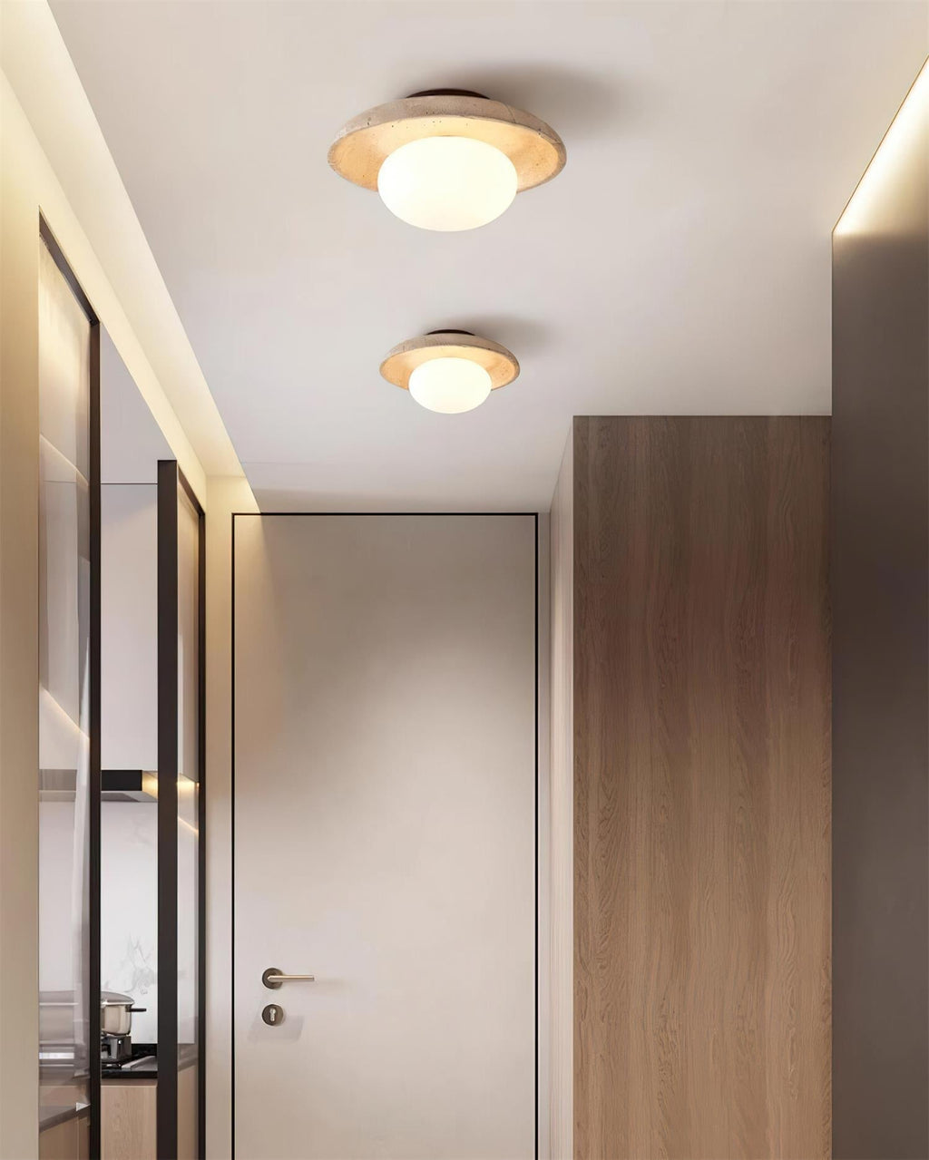 Mylie Travertine -kattovalaisin — halkaisija 25cm, G9-kanta, kiinteä asennus