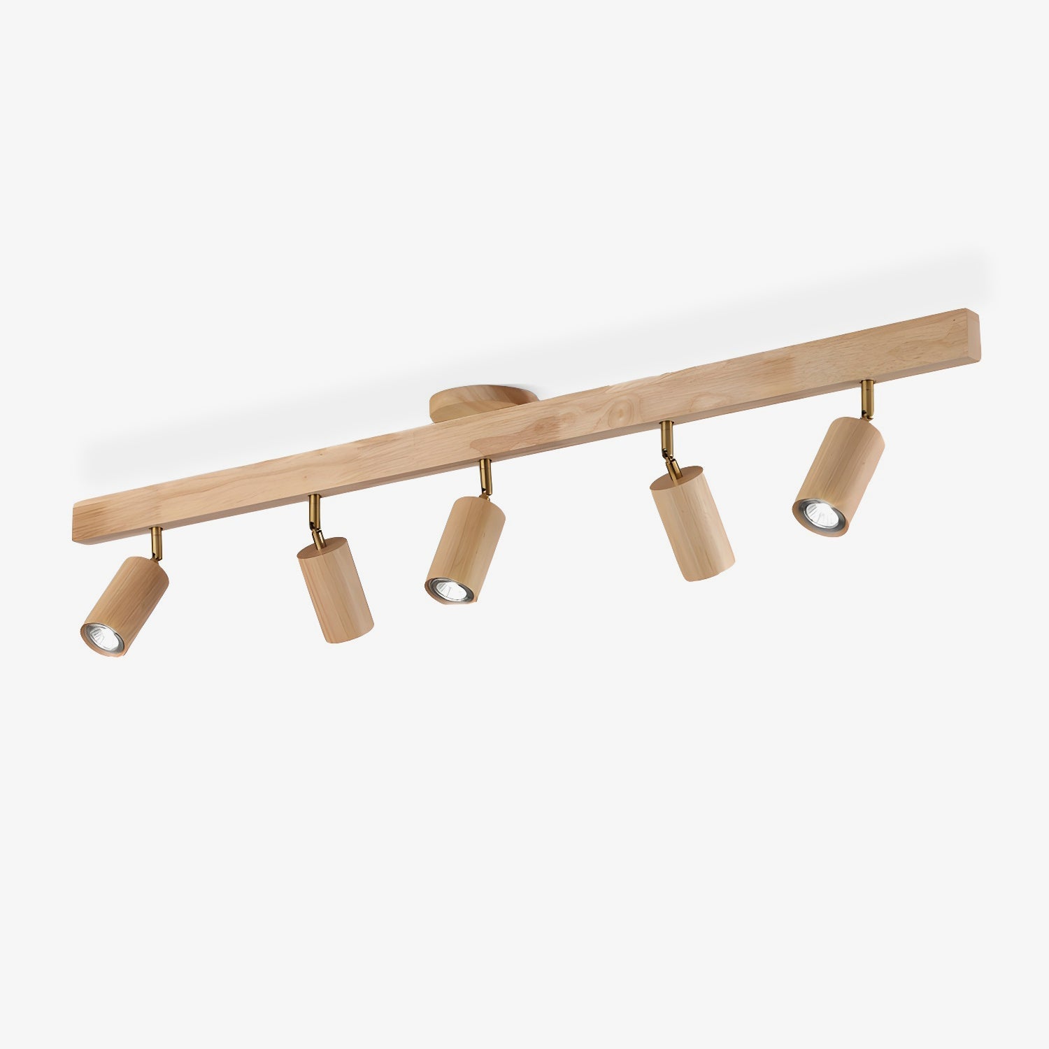 Schienenstrahler mit natürlichen Holzbalken
