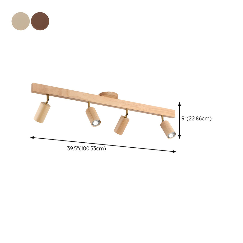 Schienenstrahler mit natürlichen Holzbalken